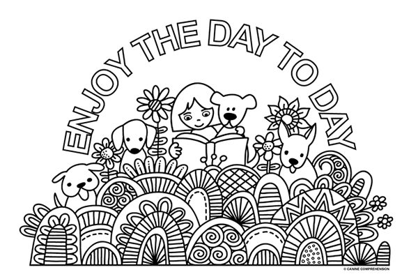 Illustrations for Canine Comprehension Colouring Page